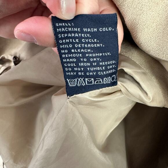 London Fog Suede Jacket Womens Small Zip Front Beige Neutral Minimalist Classic - Picture 8 of 9